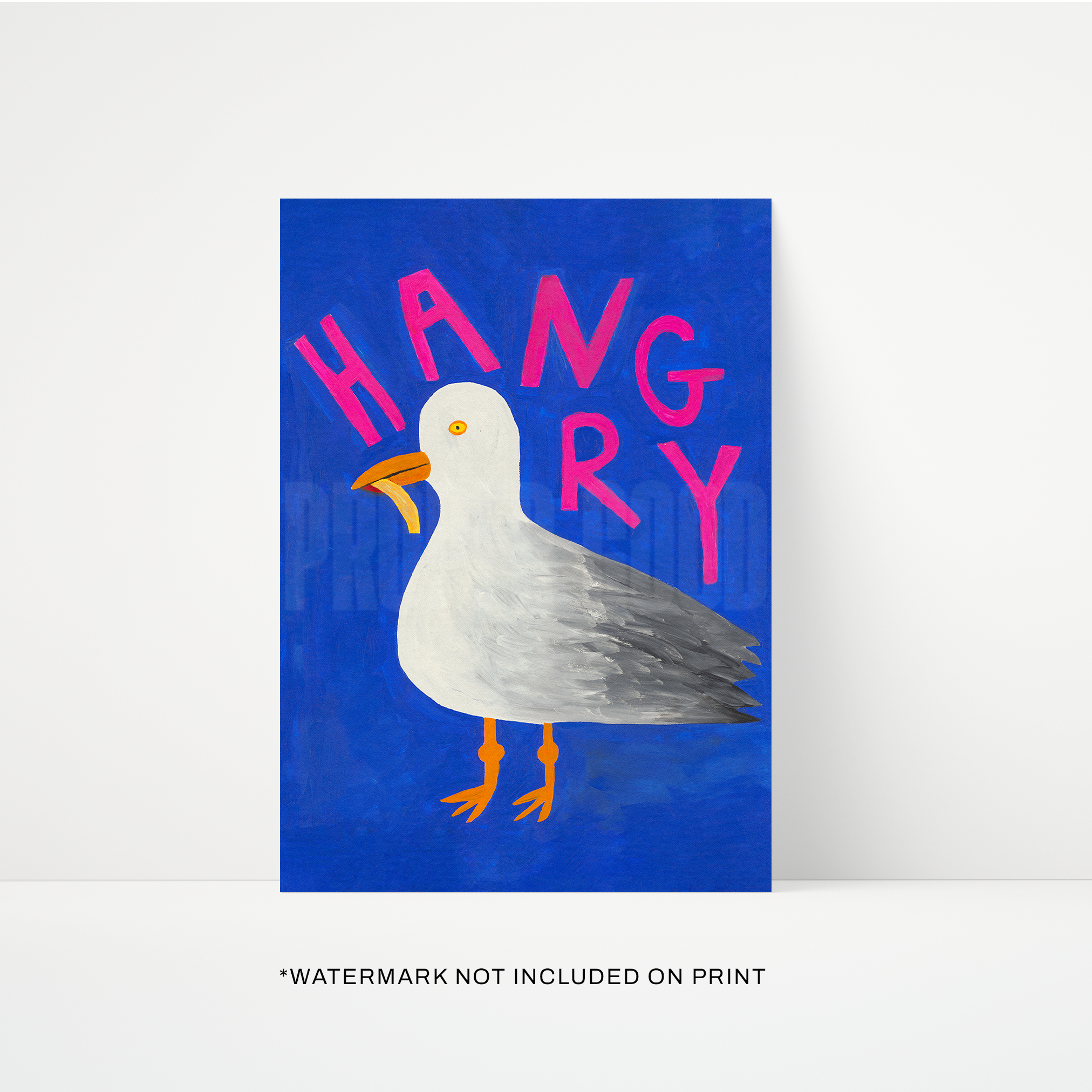 Hangry Bird Hand Painted Art Print