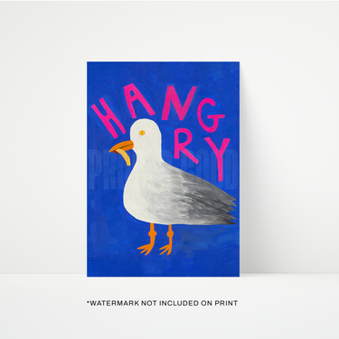 Hangry Bird Hand Painted Art Print