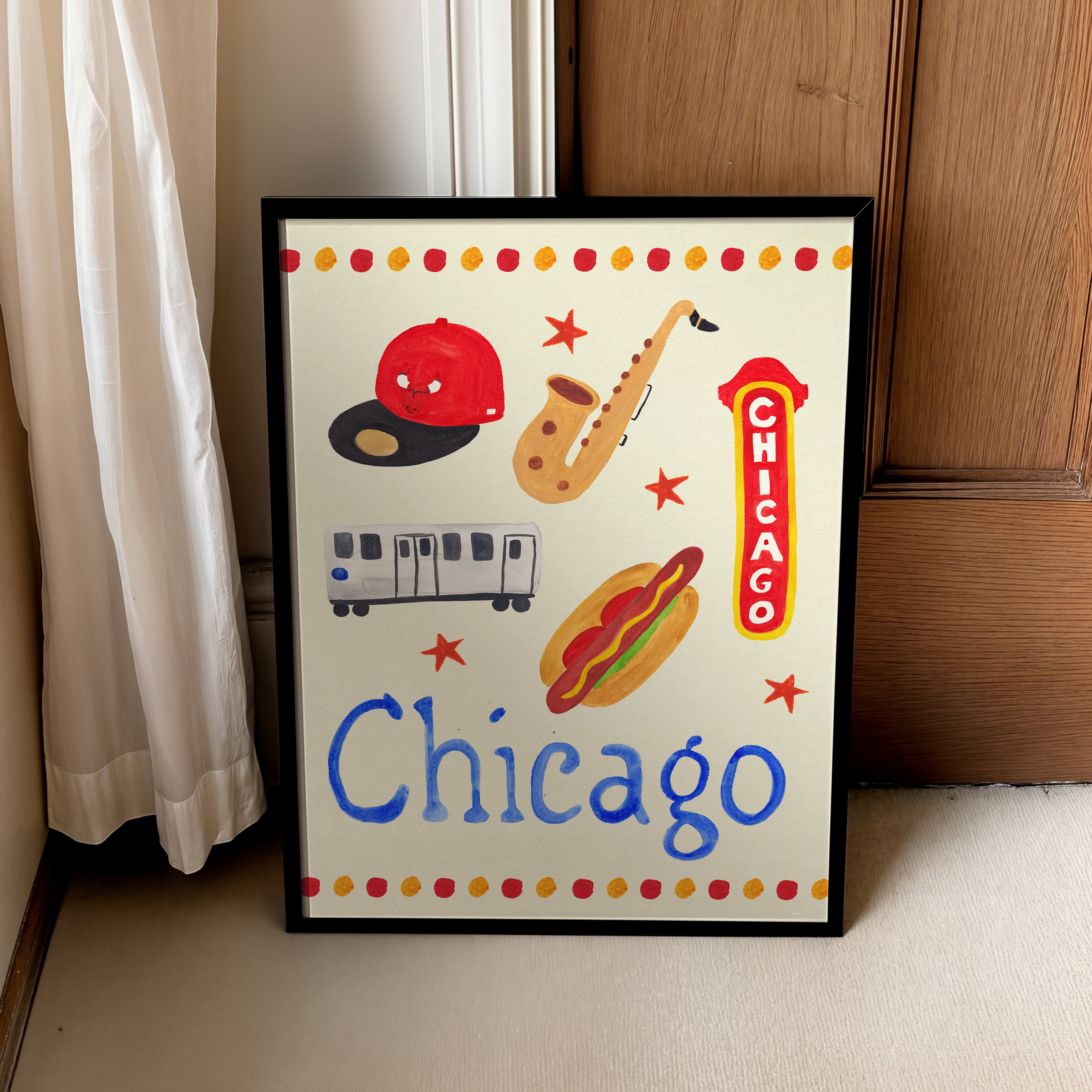 Chicago Trinket Hand Painted Print
