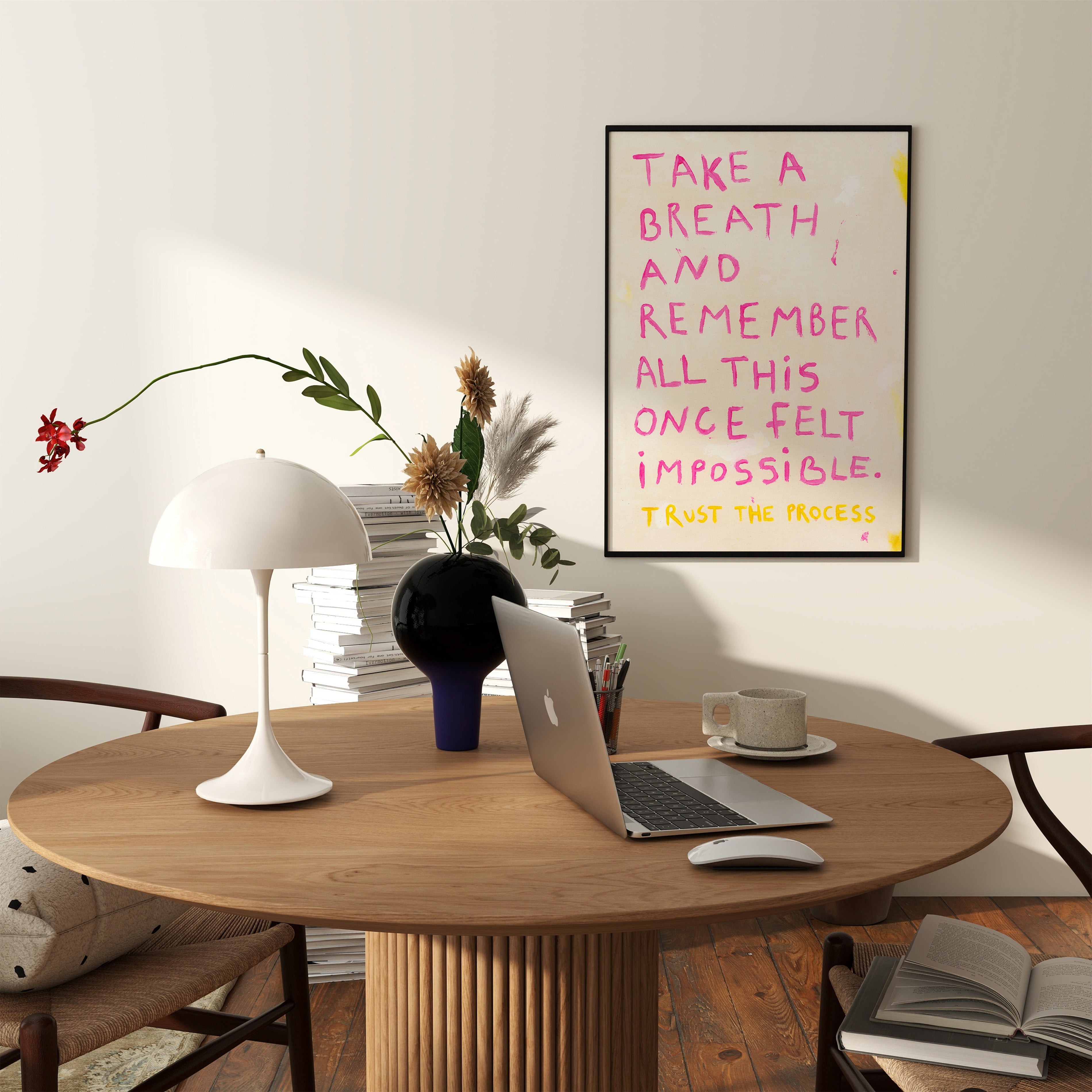Take A Breath Quote Hand Painted Print