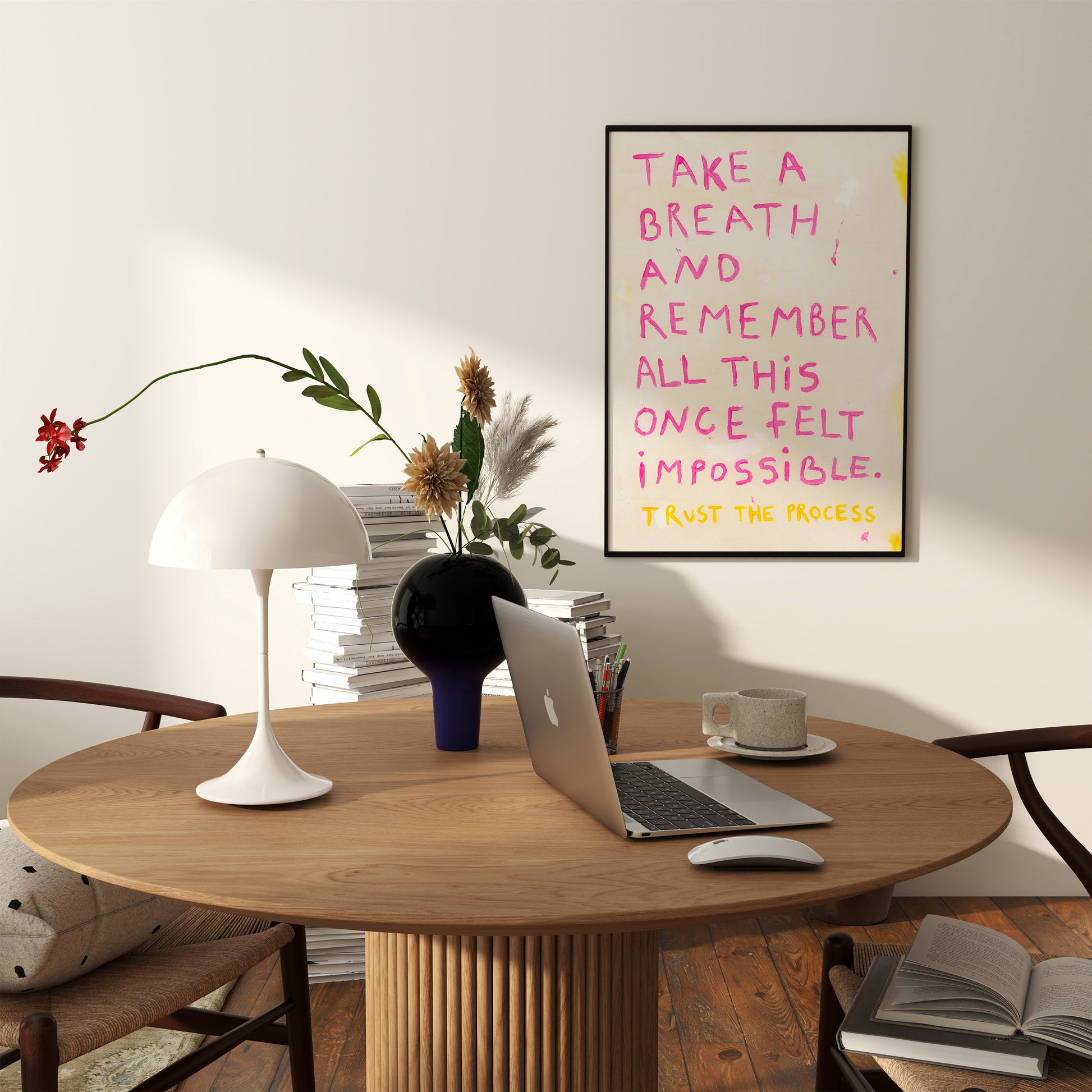 Take A Breath Quote Hand Painted Print