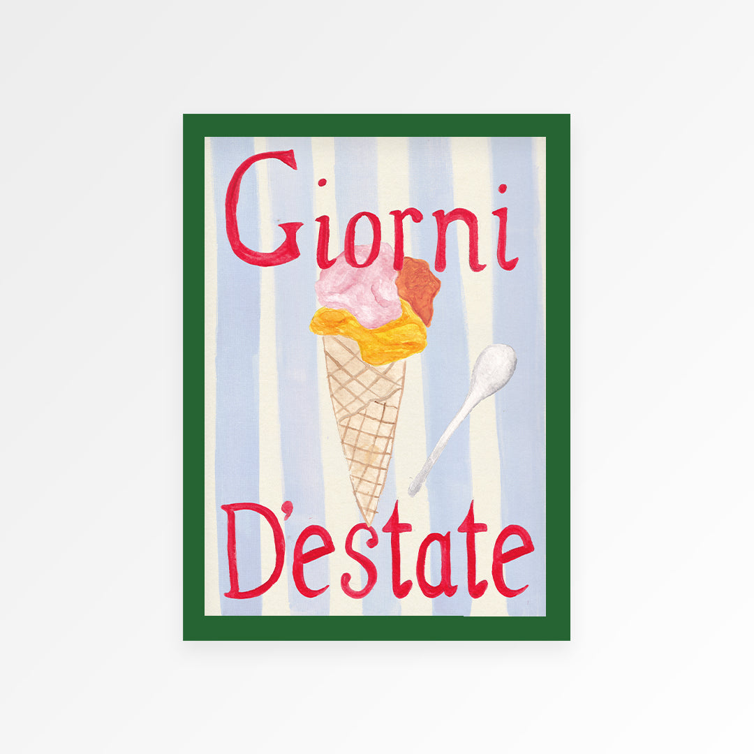 Summer's Day Icecream Hand Painted Print