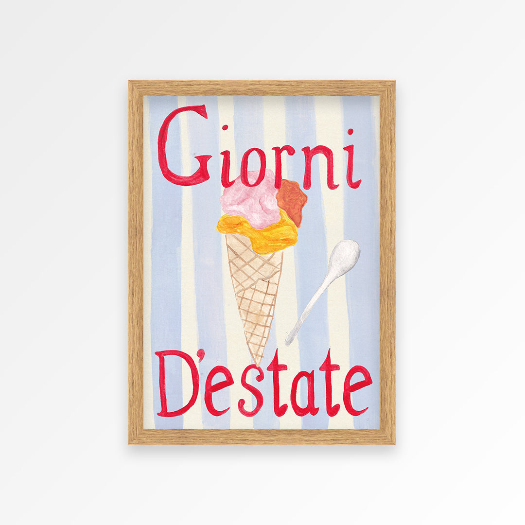 Summer's Day Icecream Hand Painted Print