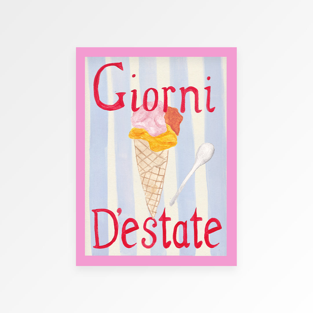 Summer's Day Icecream Hand Painted Print
