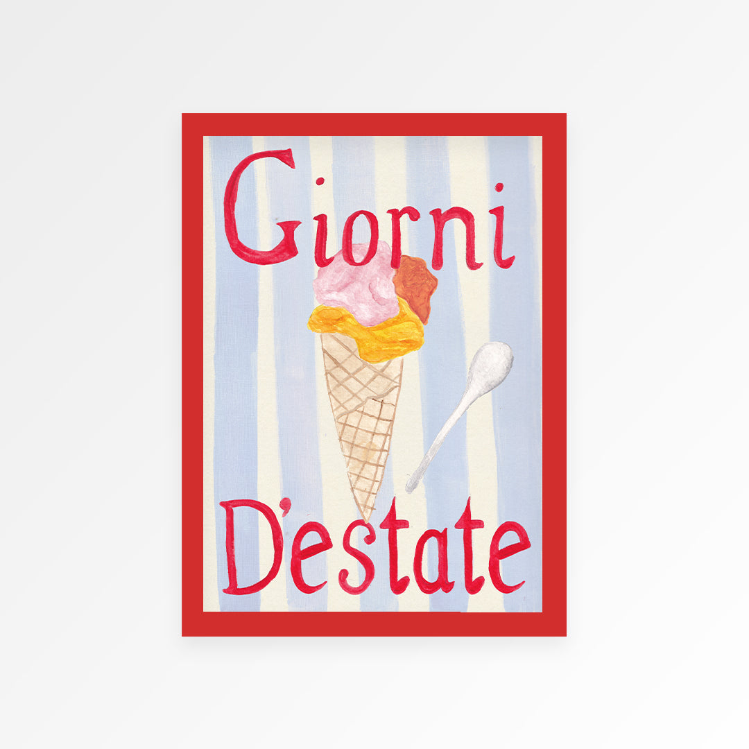 Summer's Day Icecream Hand Painted Print