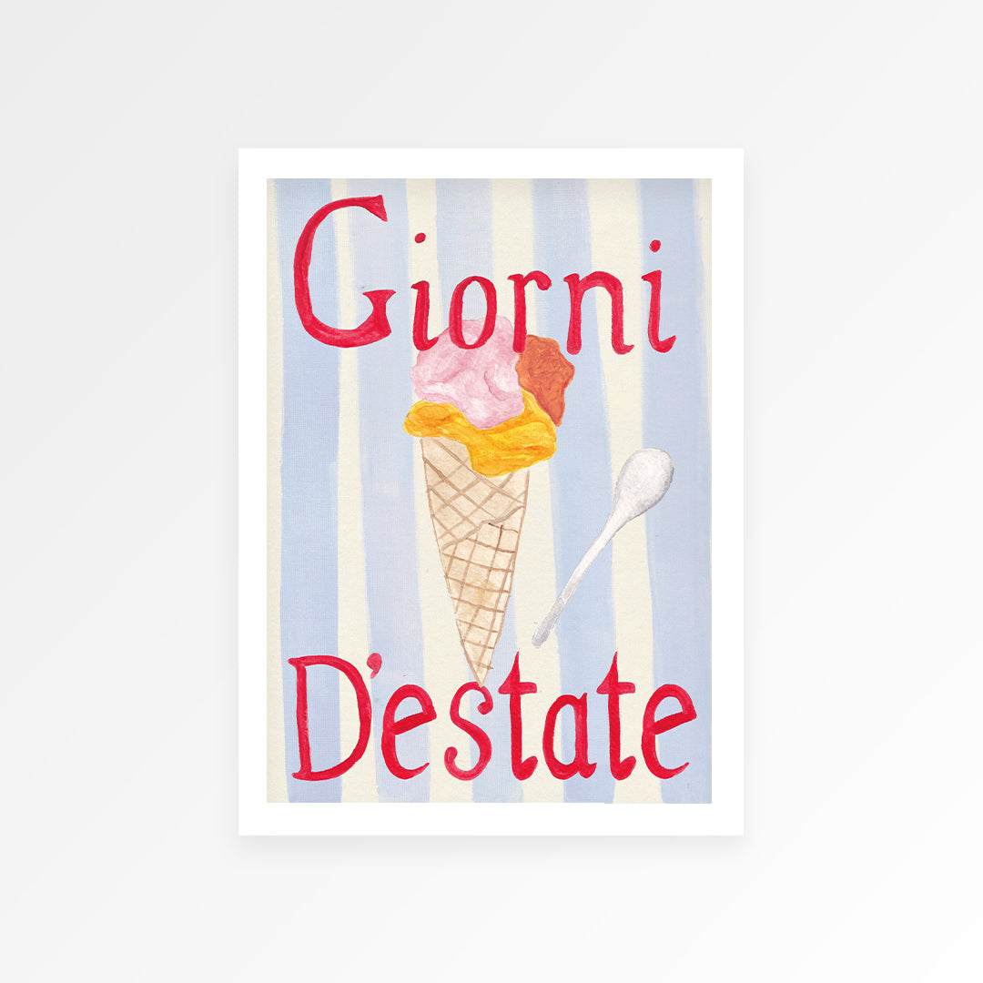 Summer's Day Icecream Hand Painted Print