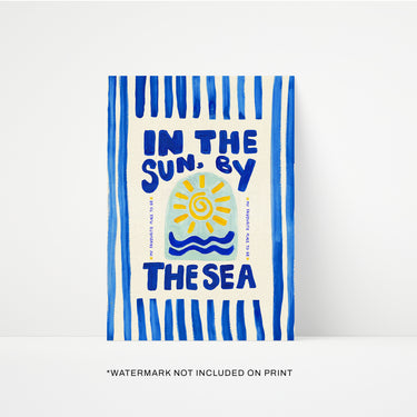 In The Sun By The Sea Stripes Hand Painted Print