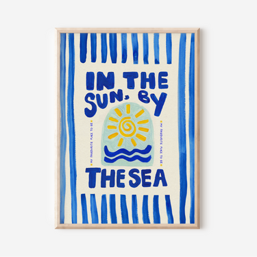 In The Sun By The Sea Stripes Hand Painted Print