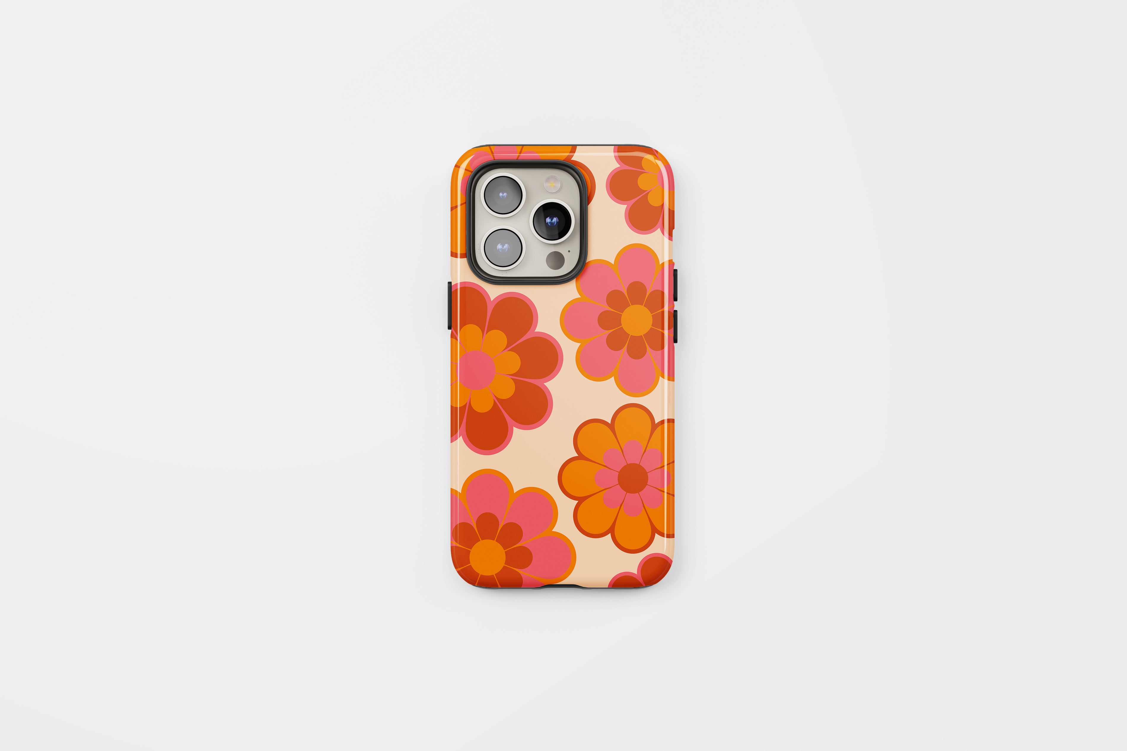 Retro Florals Tough Phone Case Dark Orange Pink