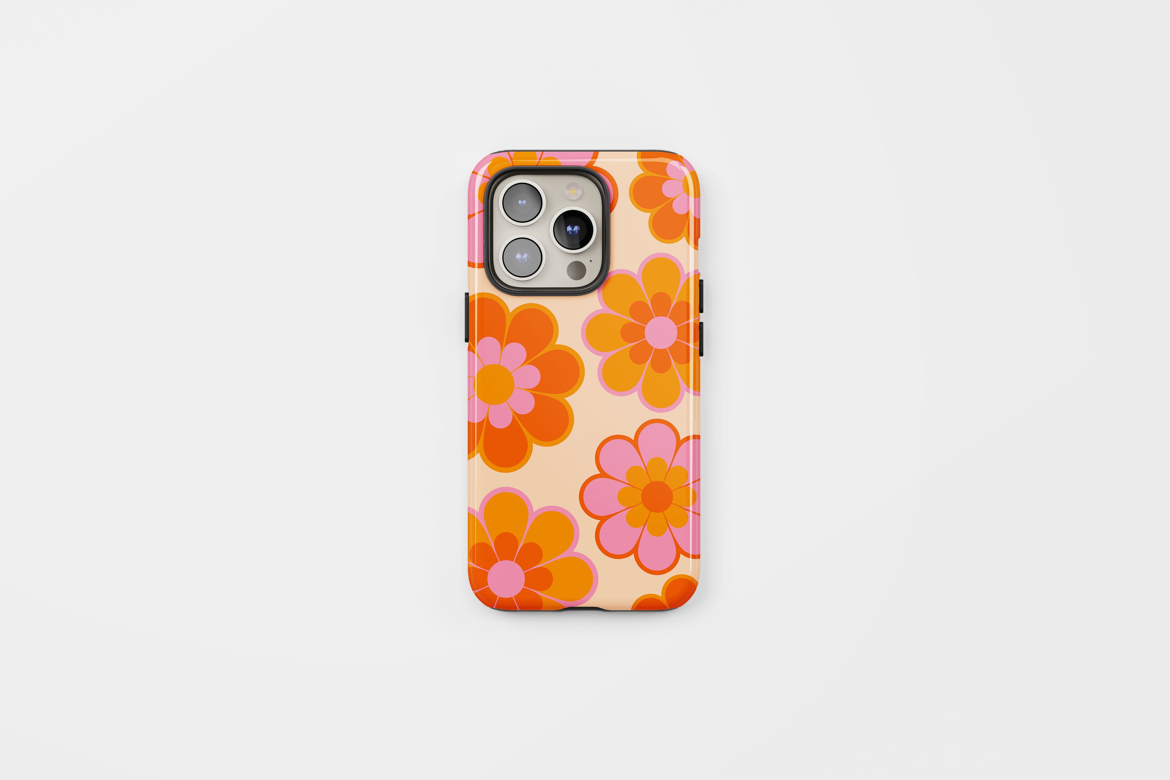 Retro Florals Tough Phone Case Bright Orange Pink