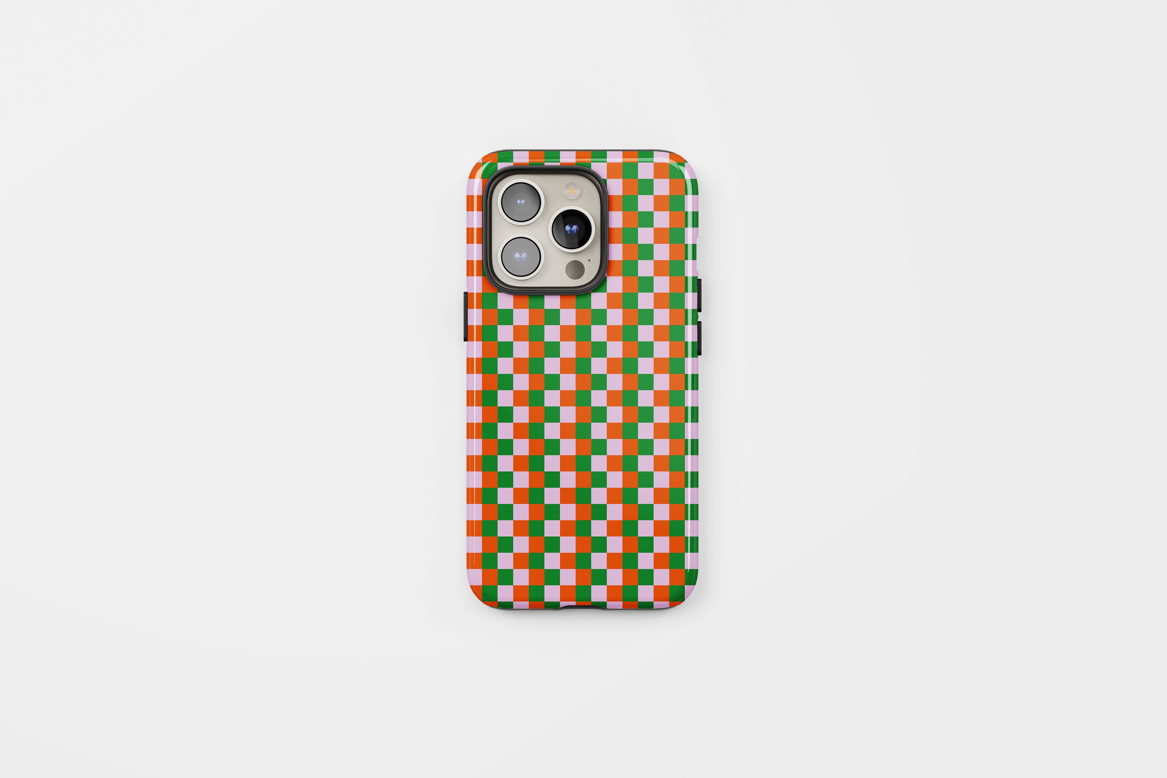 Check Tough Phone Case Green Pink Red