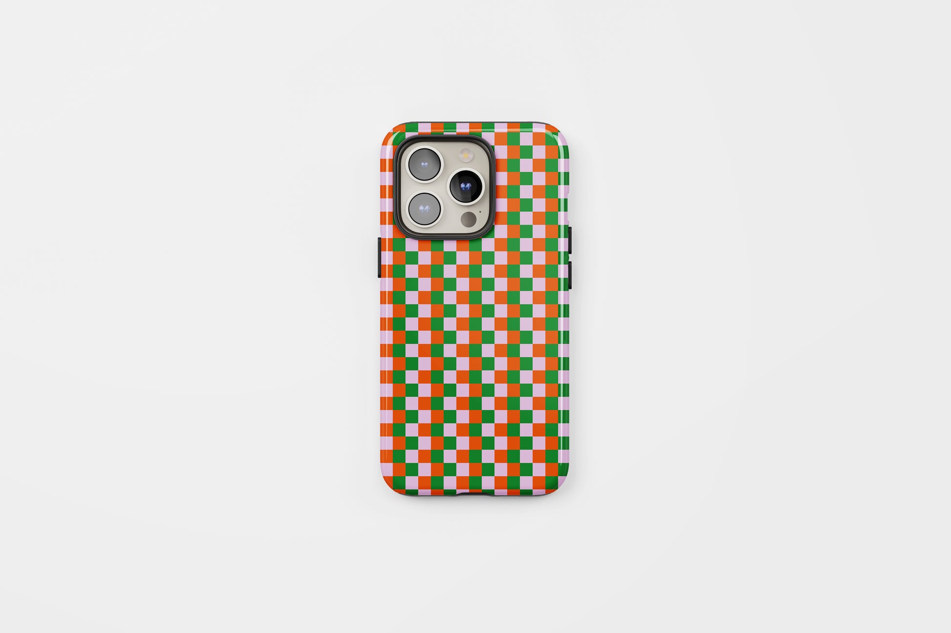 Check Tough Phone Case Green Pink Red