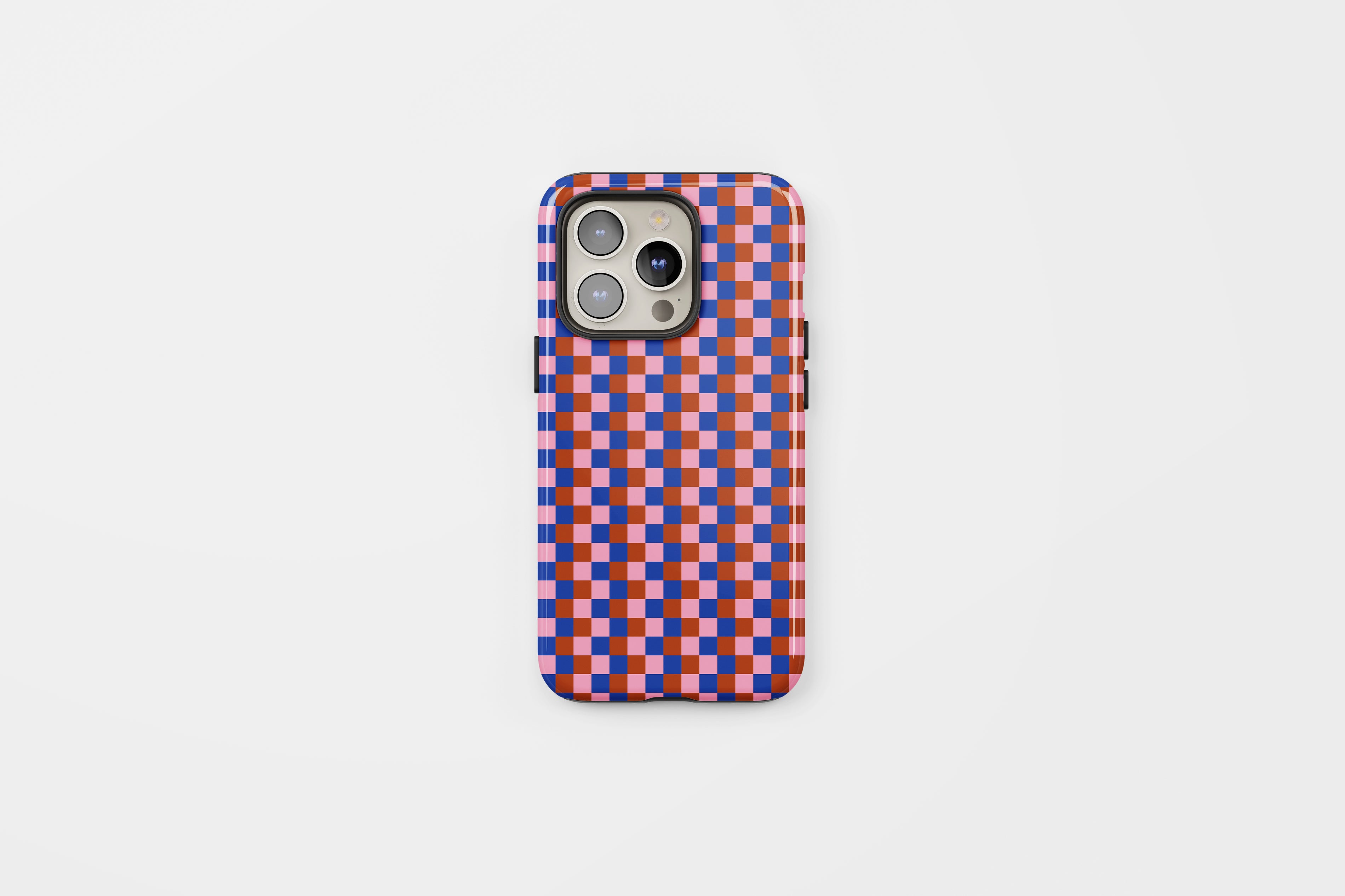 Check Tough Phone Case Rust Blue Pink