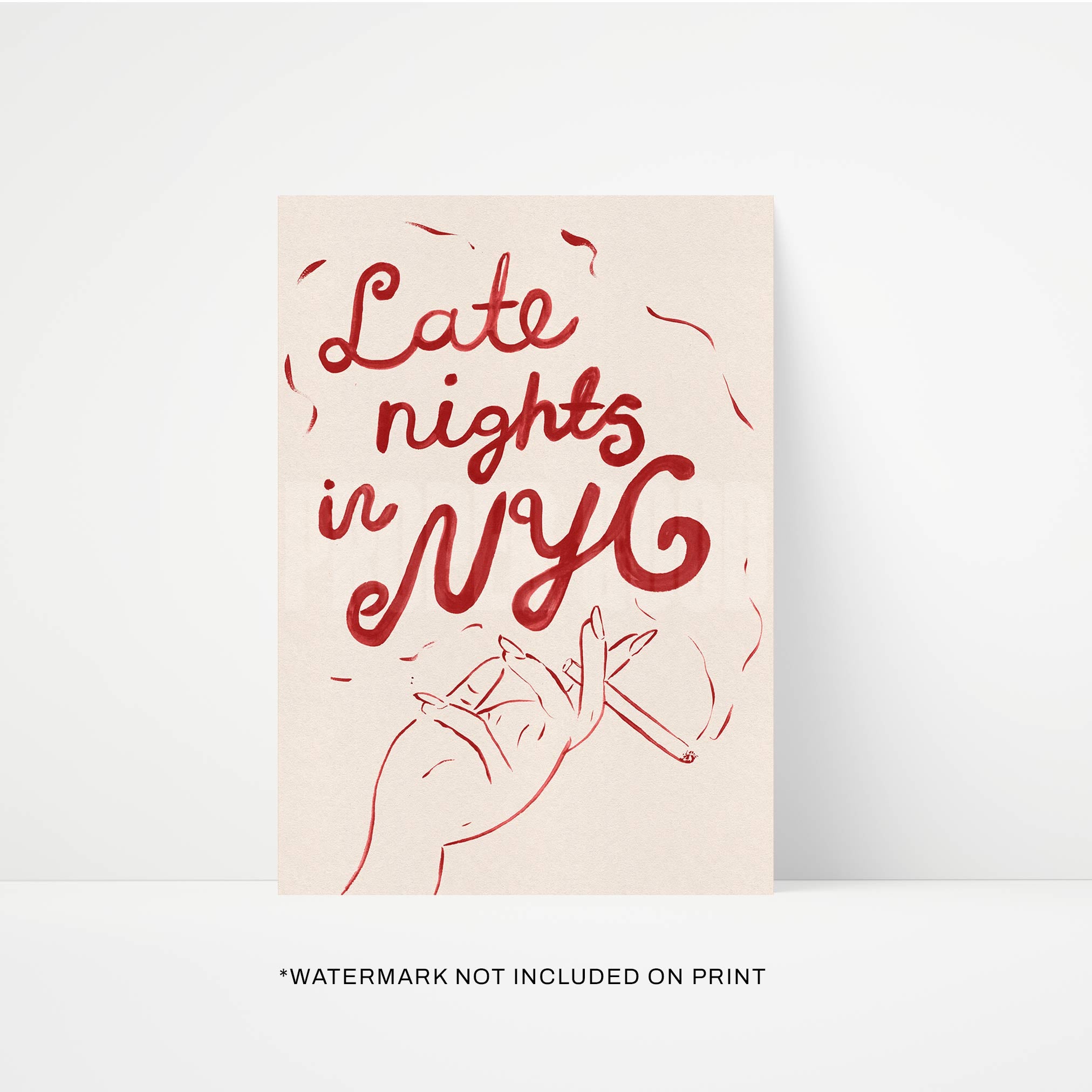 Late Nights in New York Hand Painted Art Print