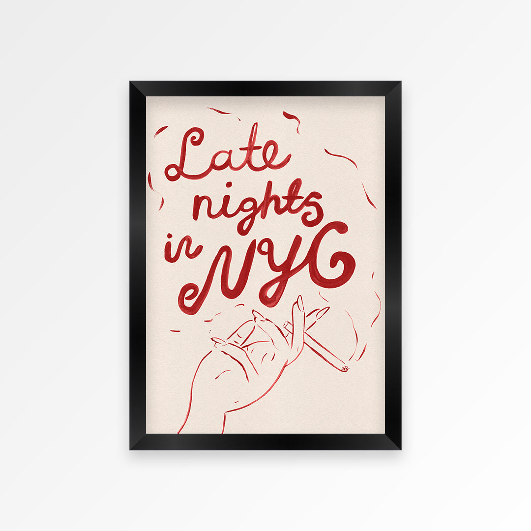 Late Nights in New York Hand Painted Art Print