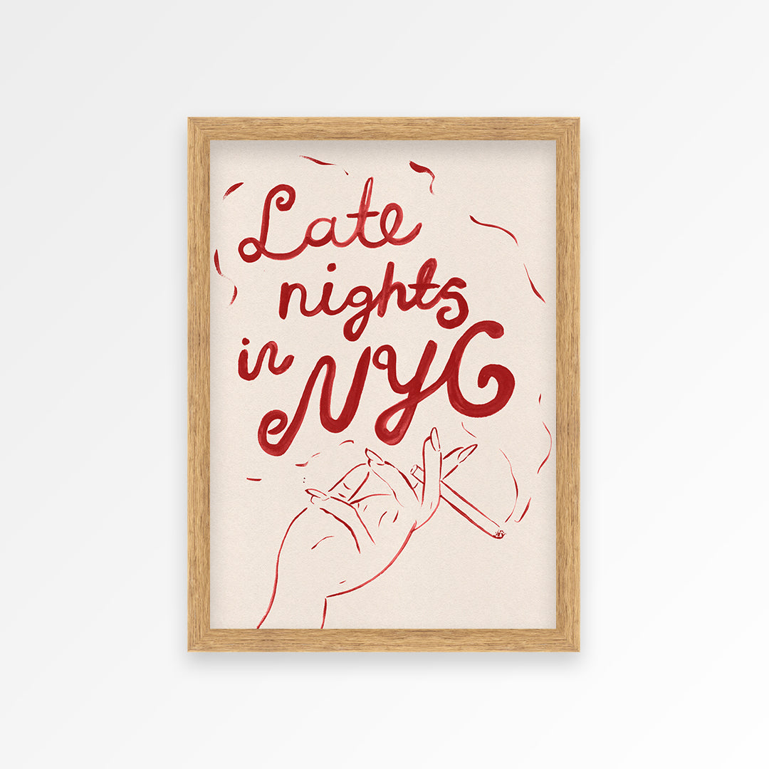 Late Nights in New York Hand Painted Art Print