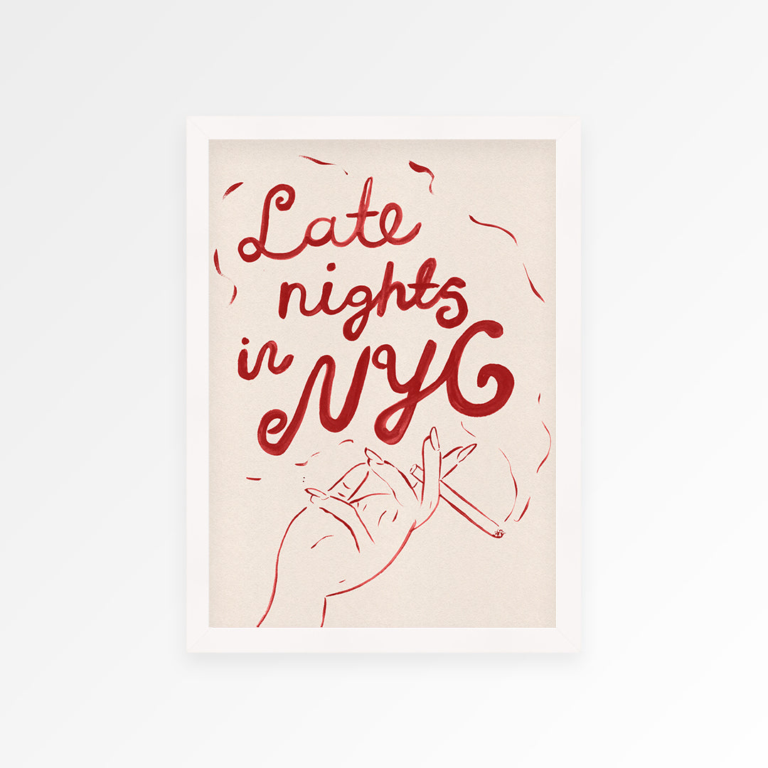 Late Nights in New York Hand Painted Art Print