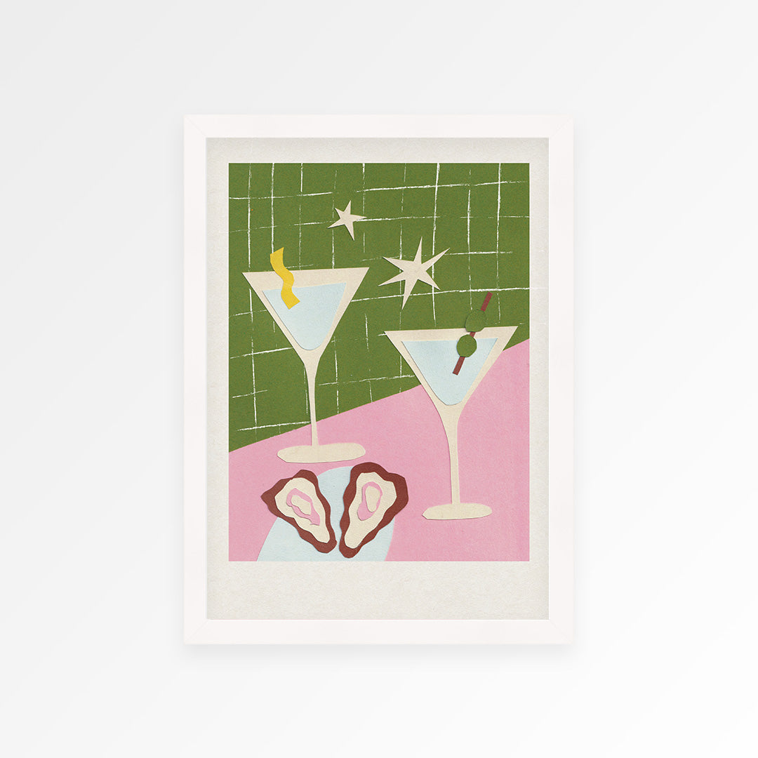 Martini Hand Collaged Print