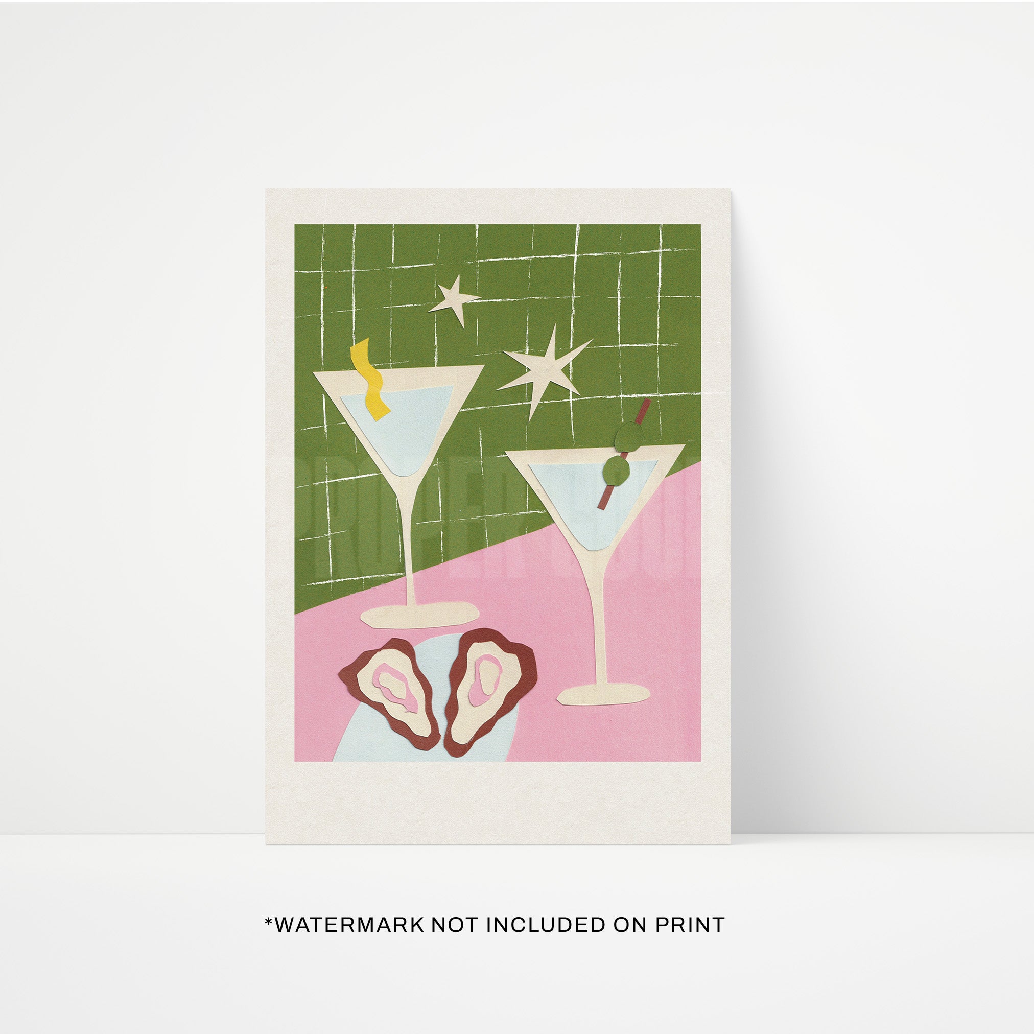 Martini Hand Collaged Print | STUDIO SALE