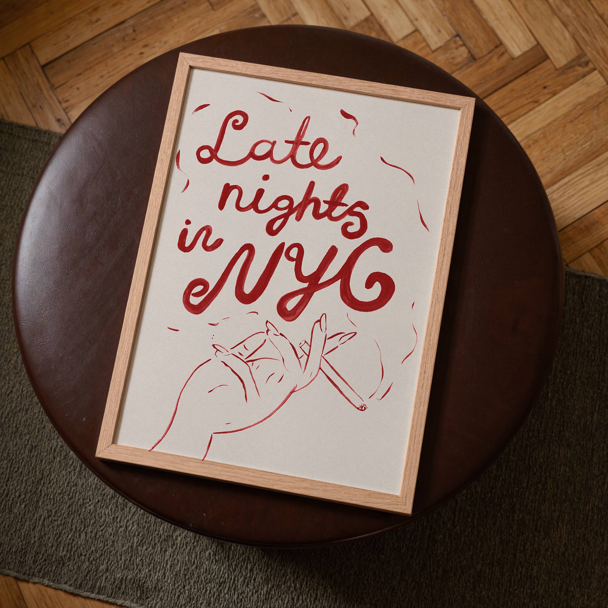 Late Nights in New York Hand Painted Art Print