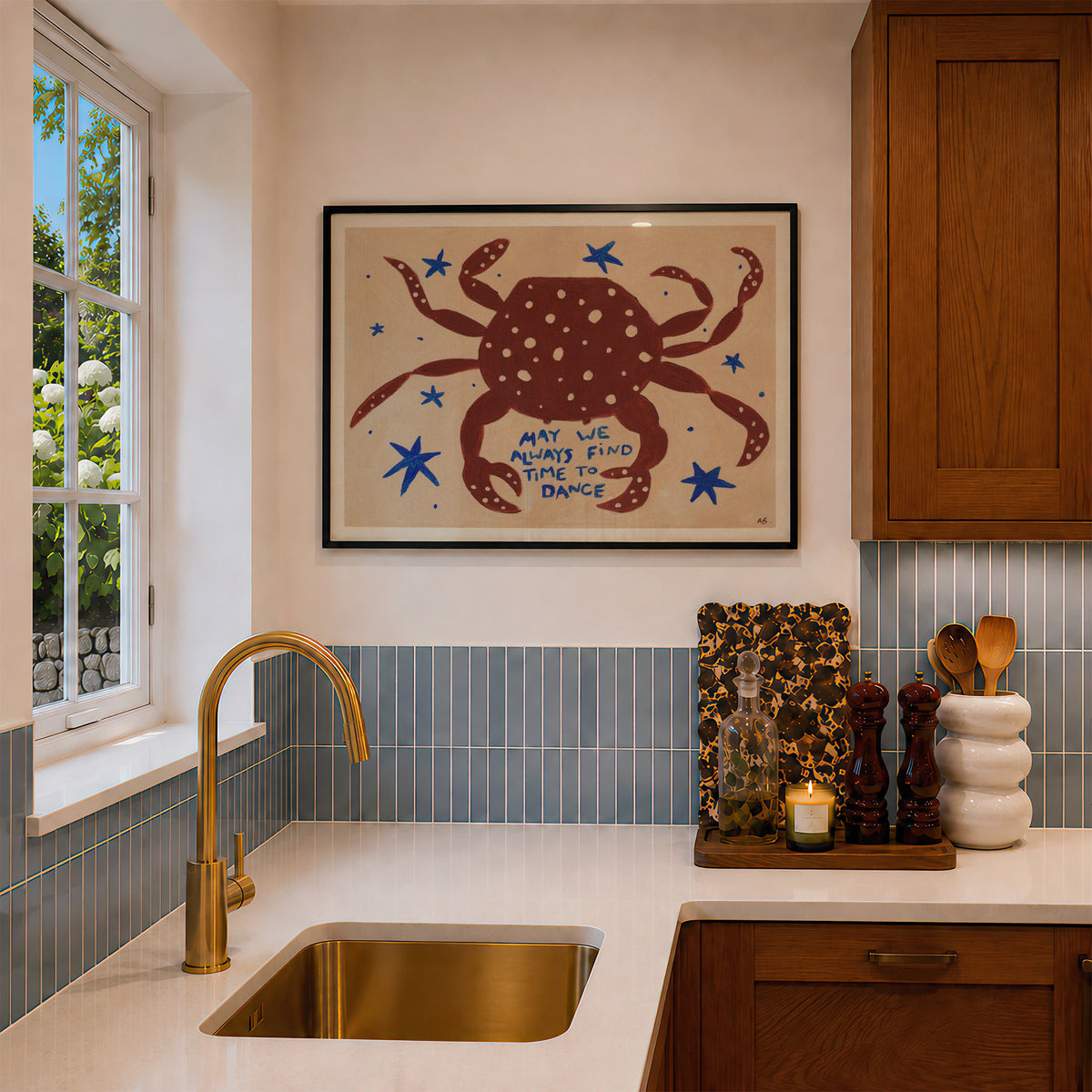 Dancing Crab Quote Hand Painted Print