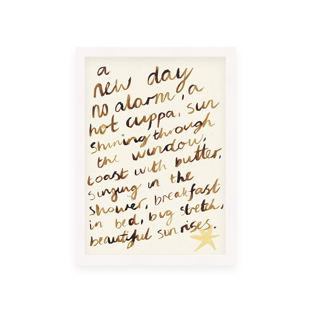 Mornings Quote Bedroom Hand Painted Print