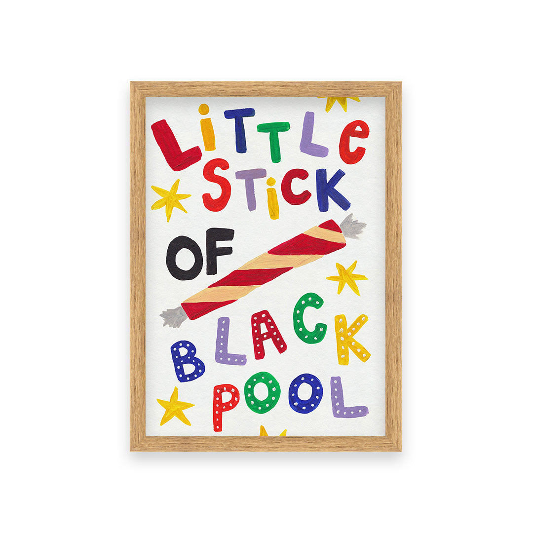 Blackpool Rock Hand Painted Art Print