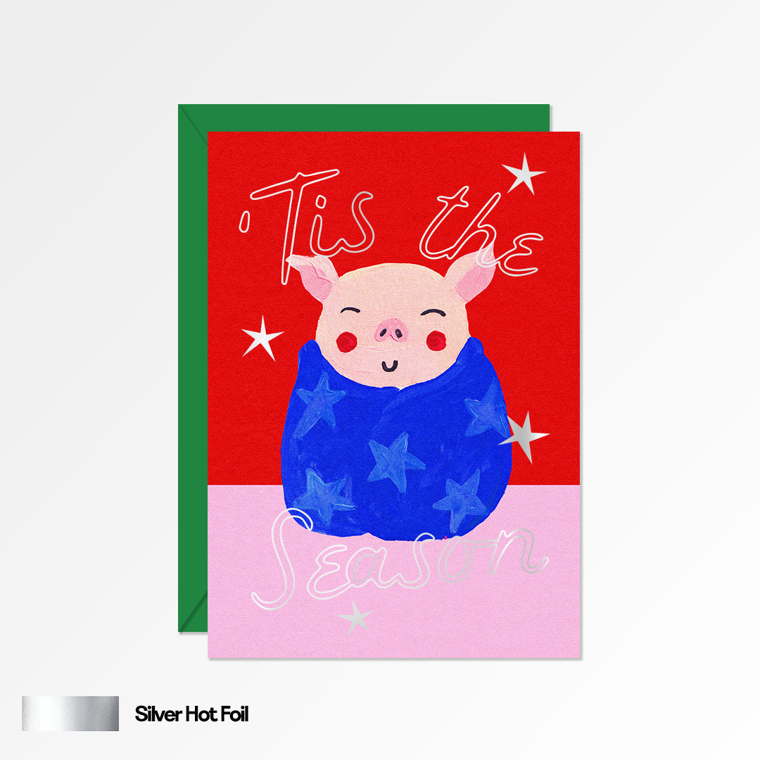 Tis The Season Pig in Blanket Christmas Card