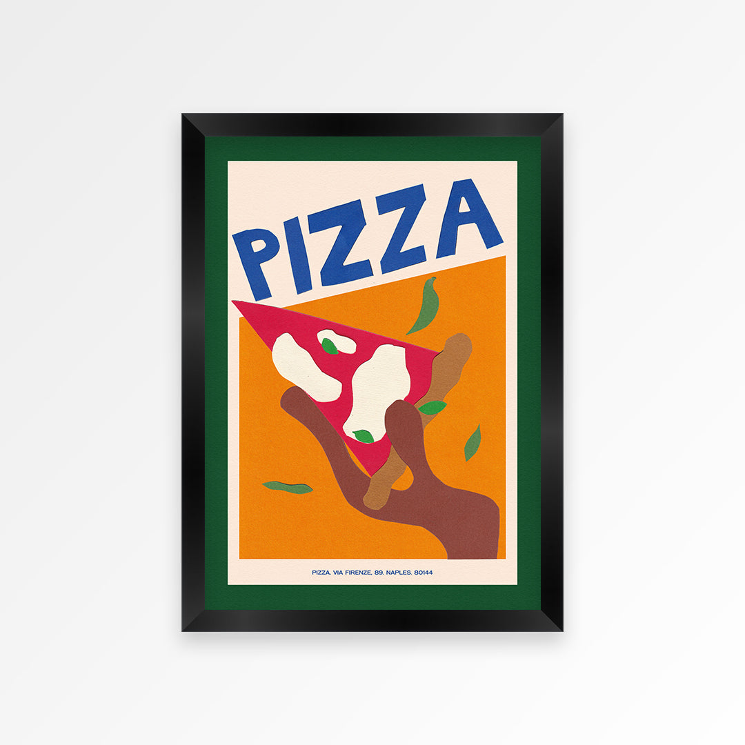 Pizza Hand Collaged Print