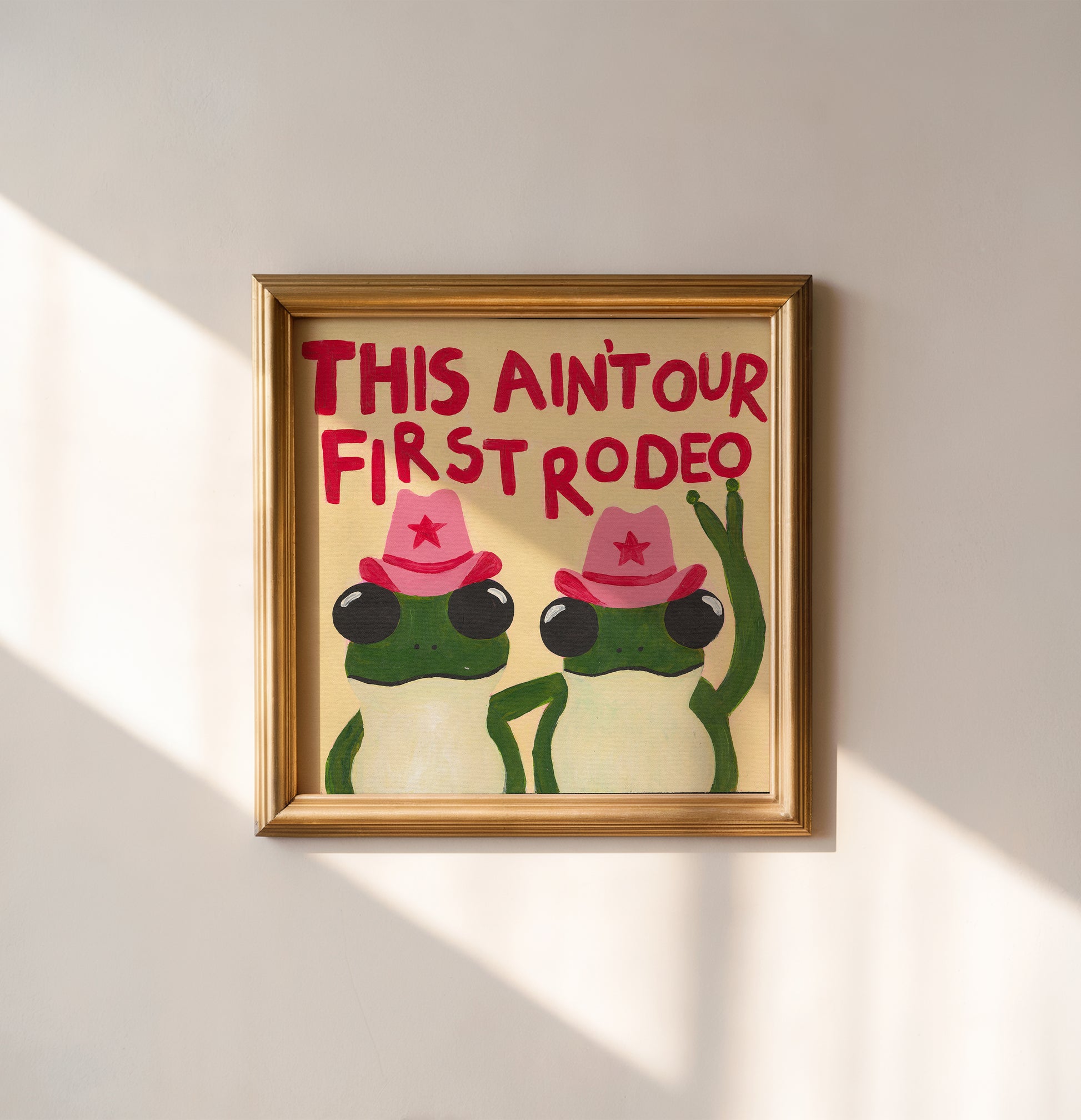Frog Rodeo Cowgirl Hand Painted Art Print