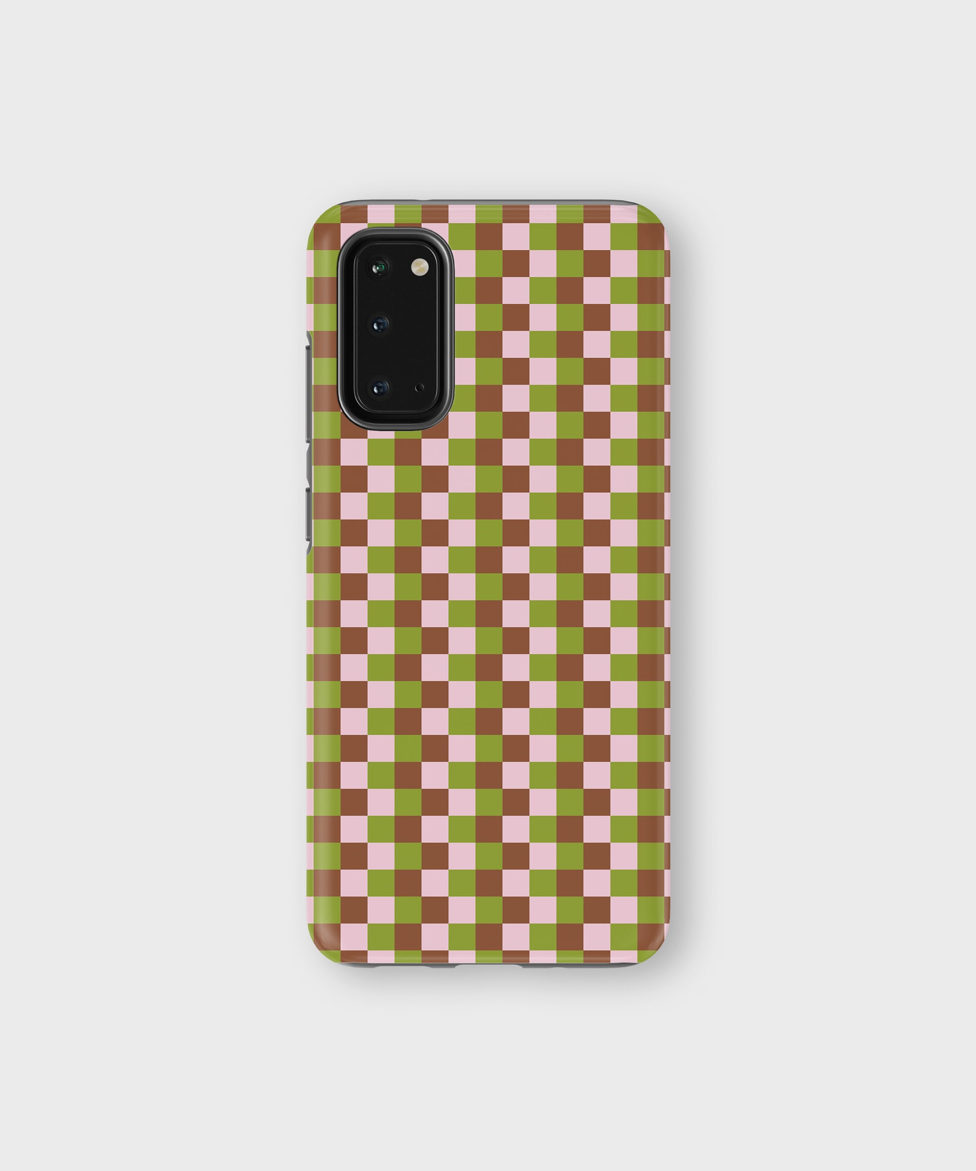 Check Tough Phone Case Green Pink Brown