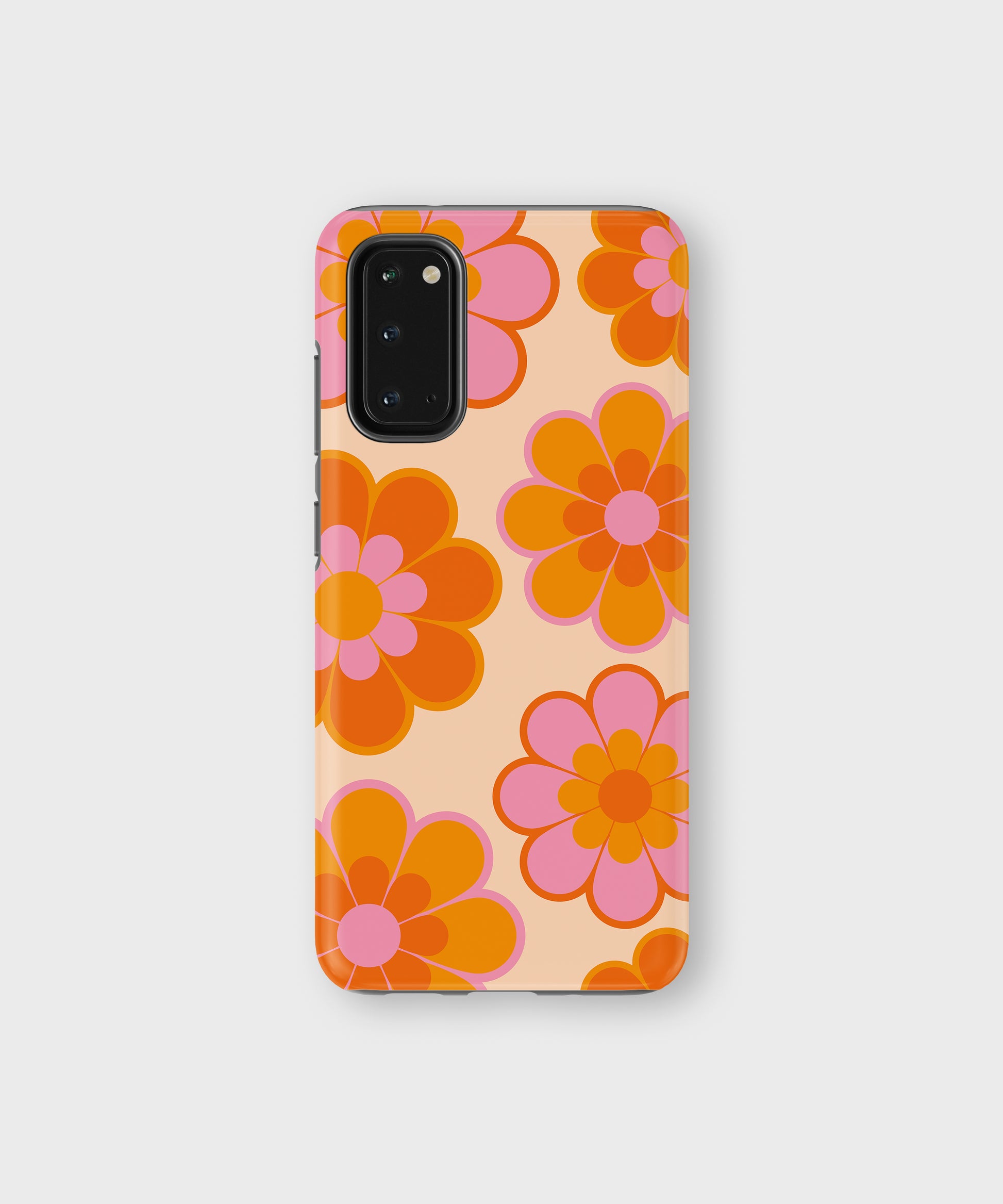 Retro Florals Tough Phone Case Bright Orange Pink