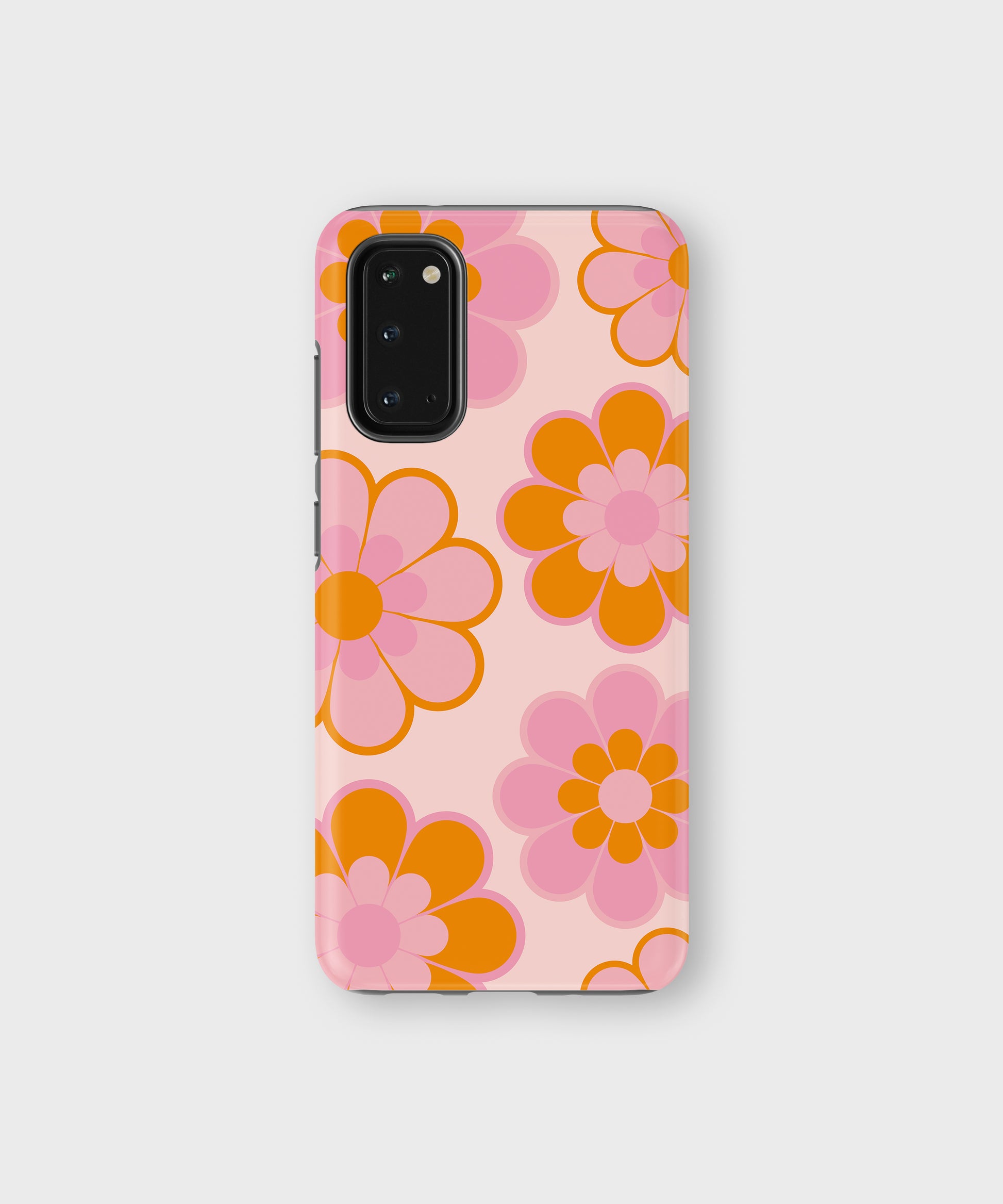 Retro Florals Tough Phone Case Pink Orange