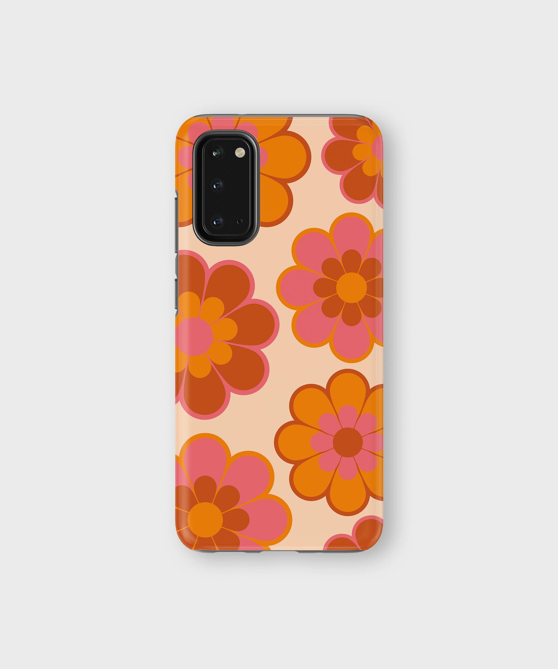 Retro Florals Tough Phone Case Dark Orange Pink