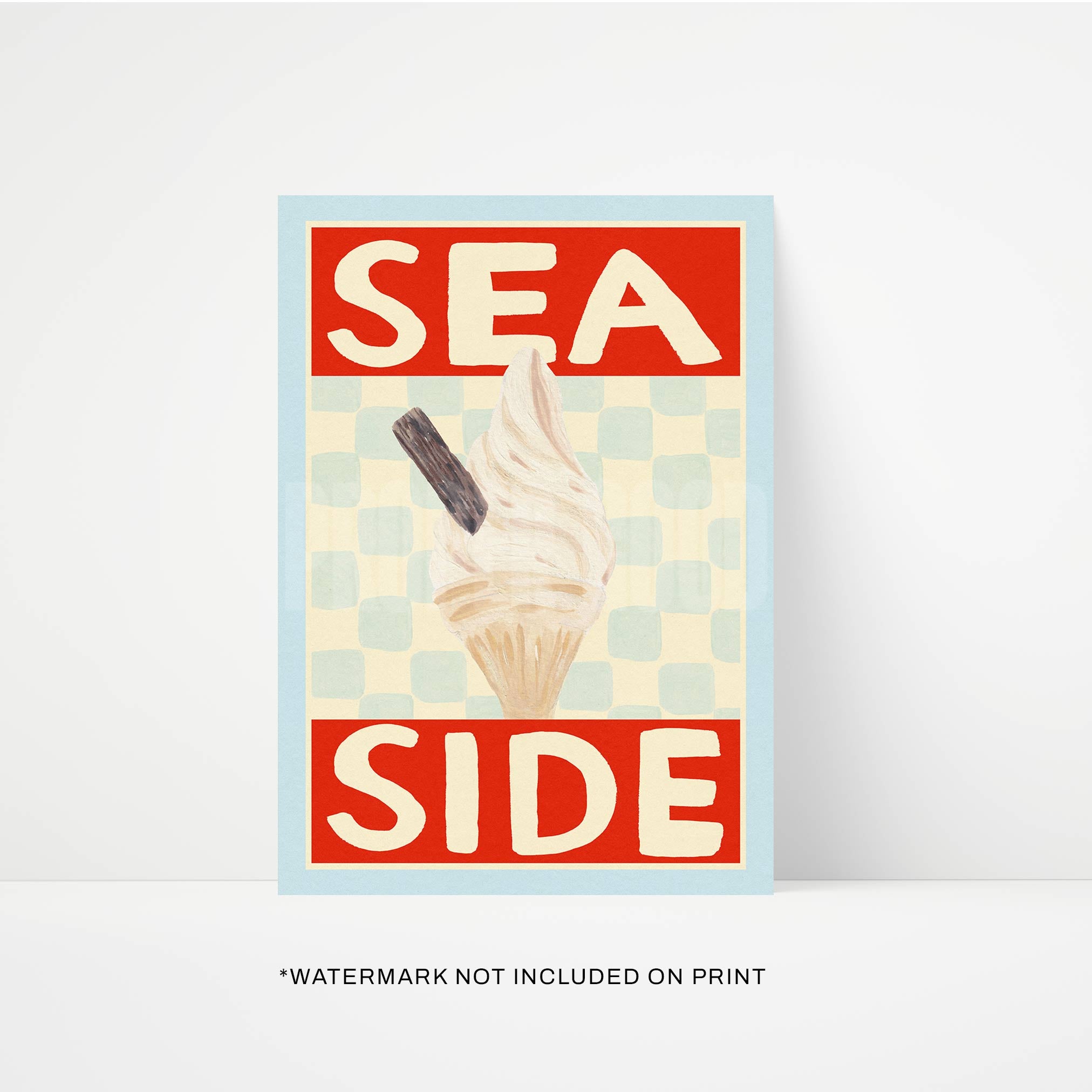 Seaside Ice Cream Hand Painted Print