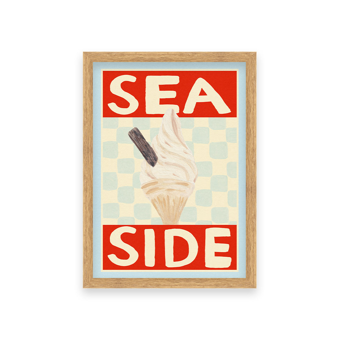 Seaside Ice Cream Hand Painted Print