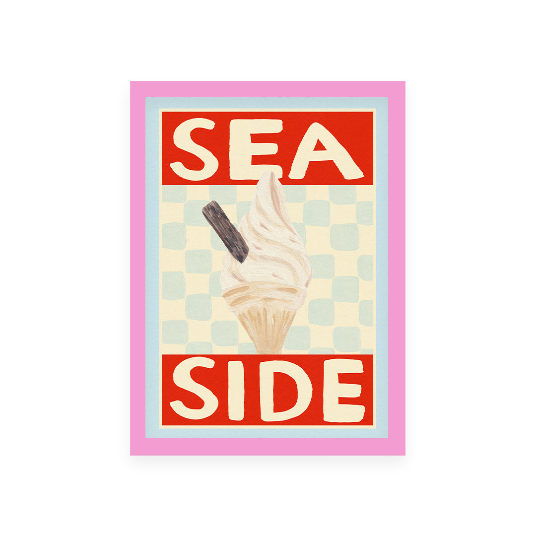 Seaside Ice Cream Hand Painted Print
