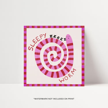 Sleepy Worm Kids Print