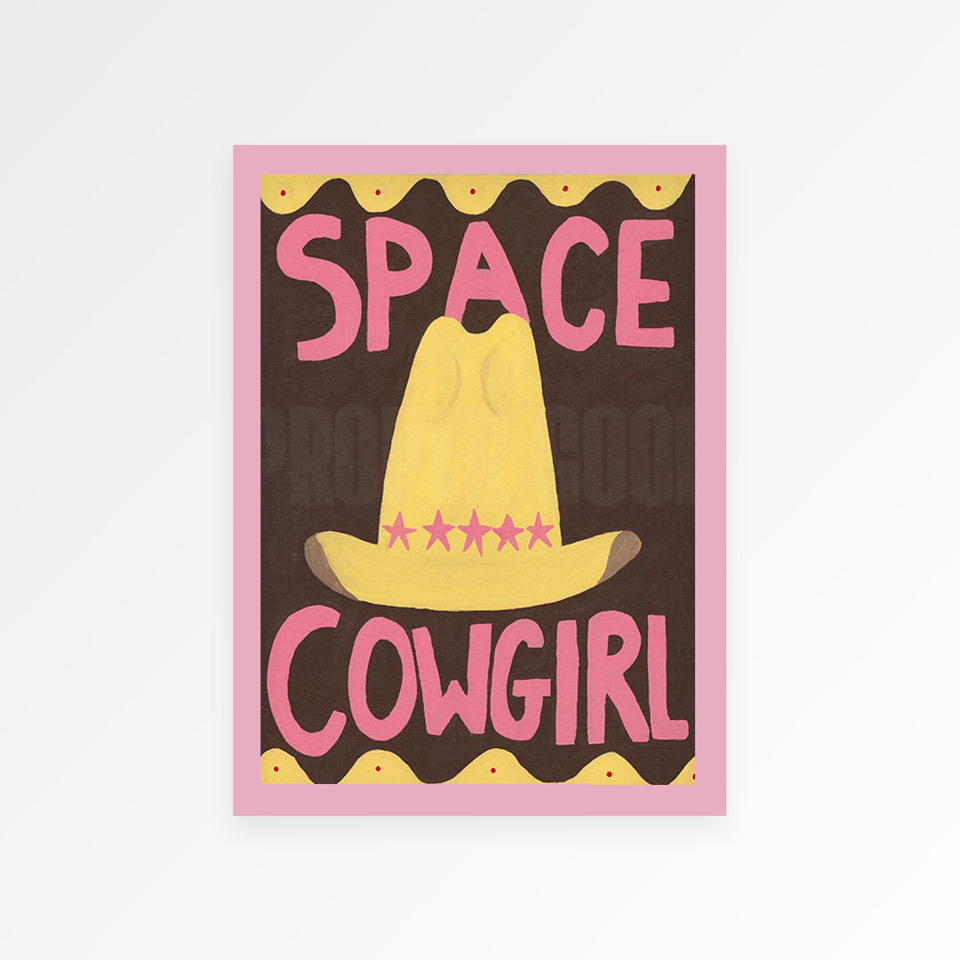 Space Cowgirl Hand Painted Art Print