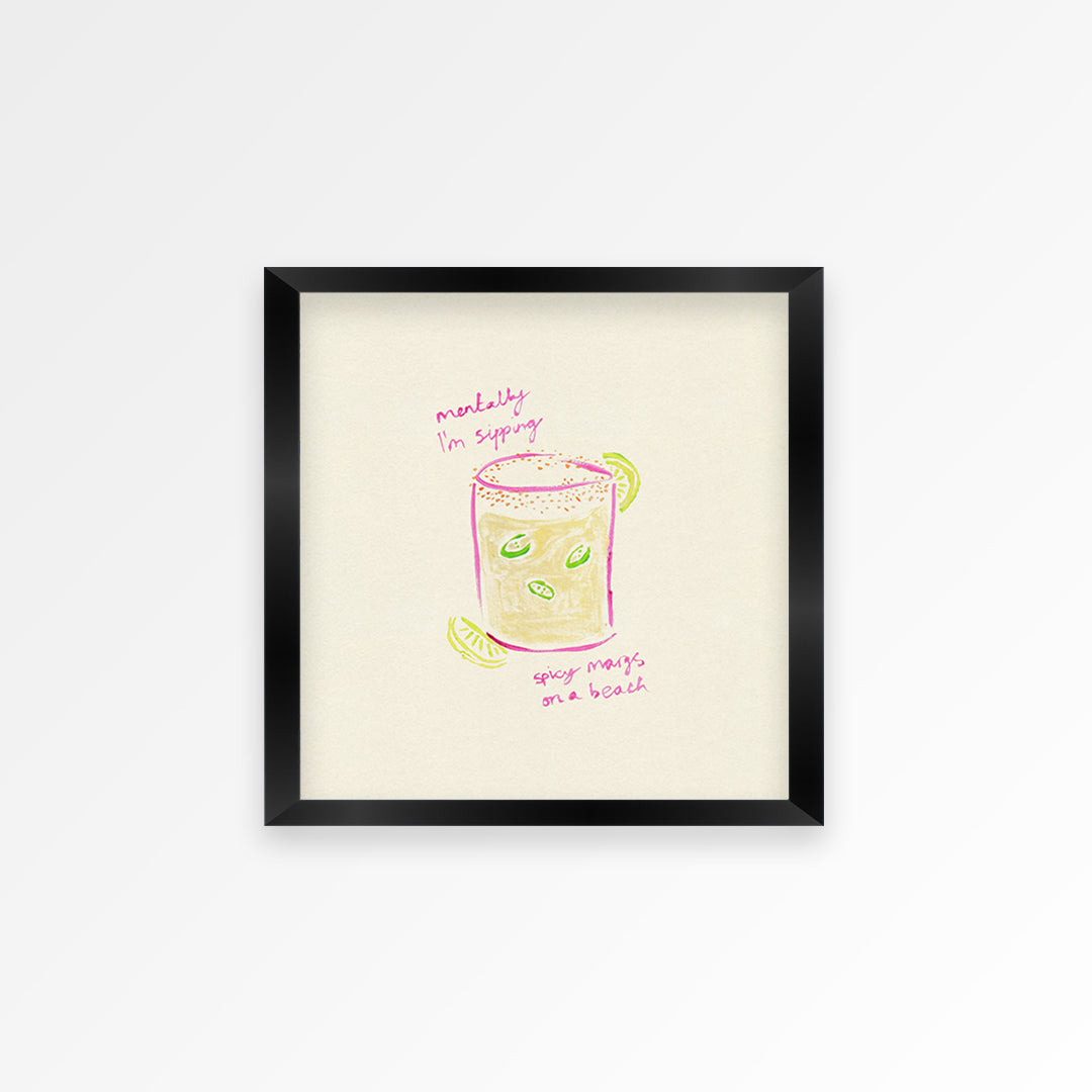 Sipping Spicy Margs Square Hand Painted Print