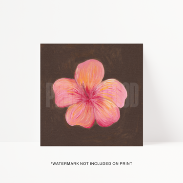 Hibiscus Flower Hand Painted Art Print