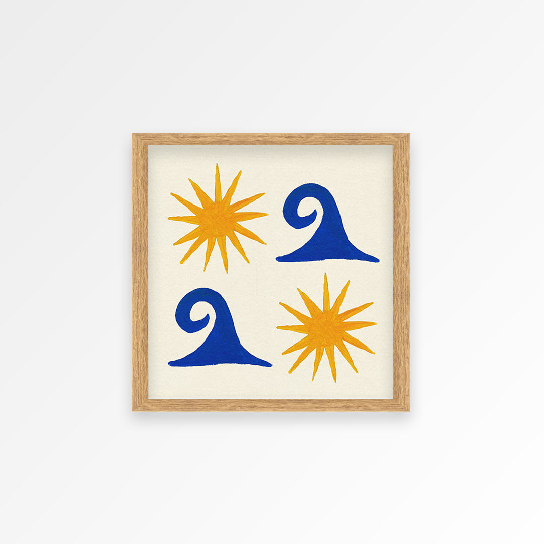Sun and Wave Square Hand Painted Print