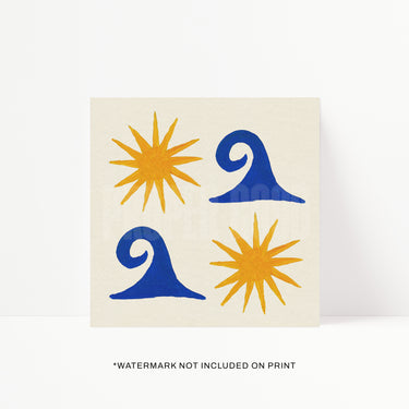 Sun and Wave Square Hand Painted Print