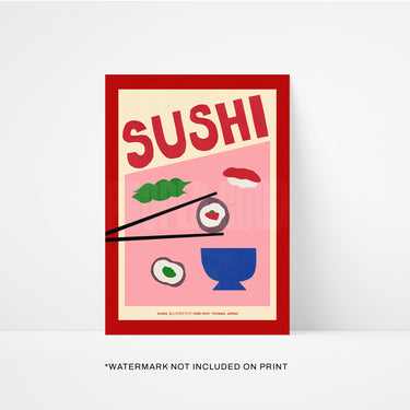 Sushi Hand Collaged Print