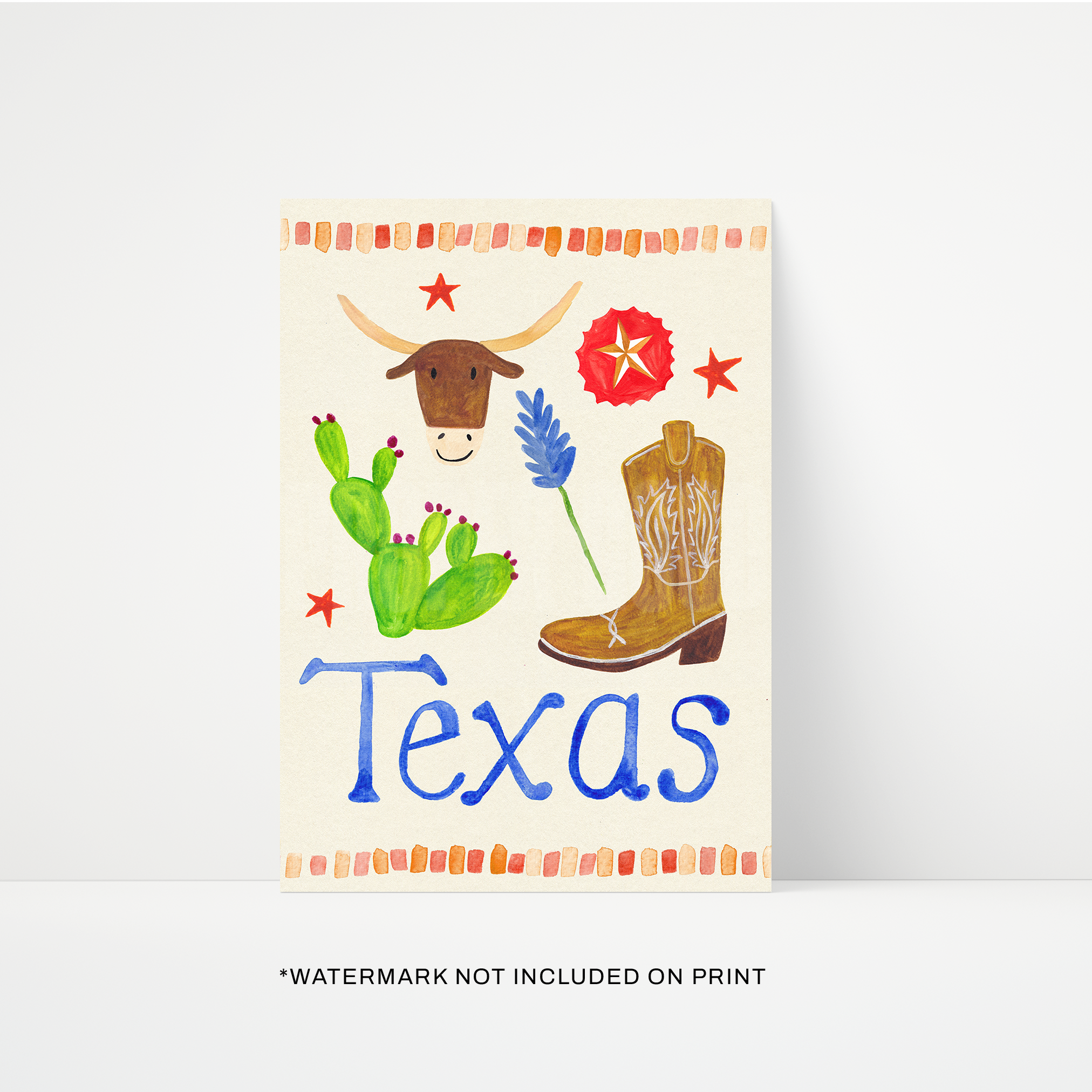 Texas Trinket Hand Painted Print