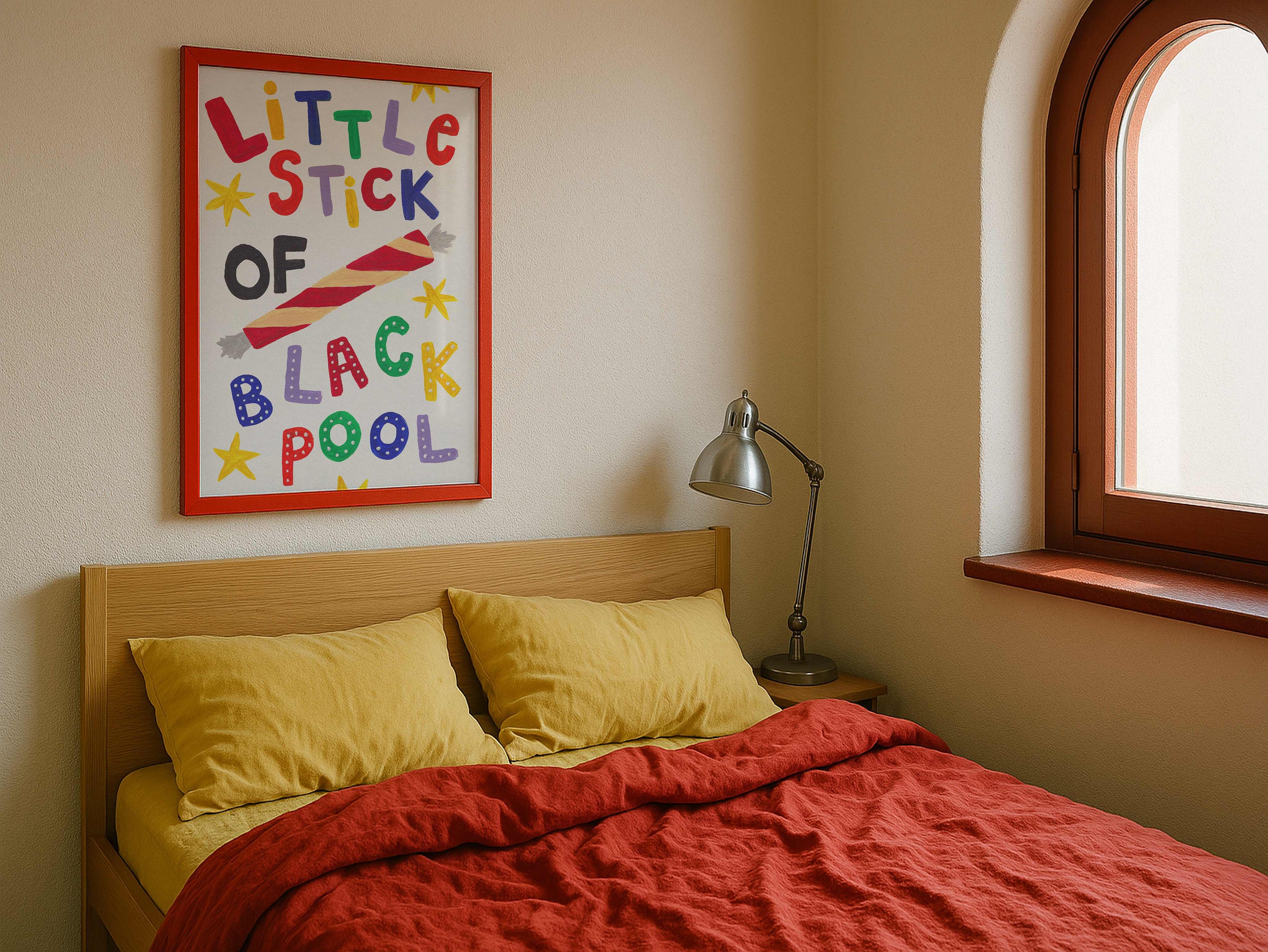 Blackpool Rock Hand Painted Art Print