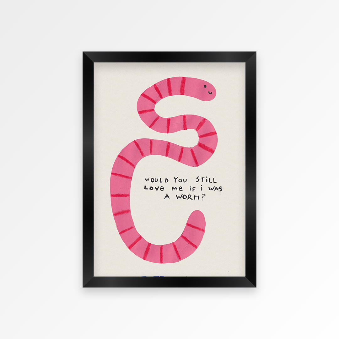 Pillow Talk Worm Hand Painted Art Print