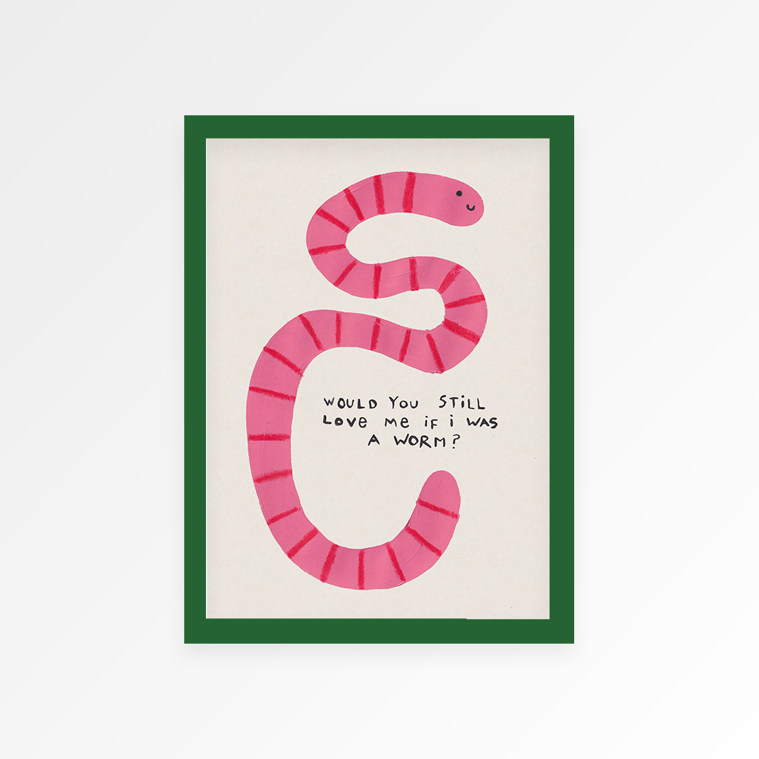 Pillow Talk Worm Hand Painted Art Print