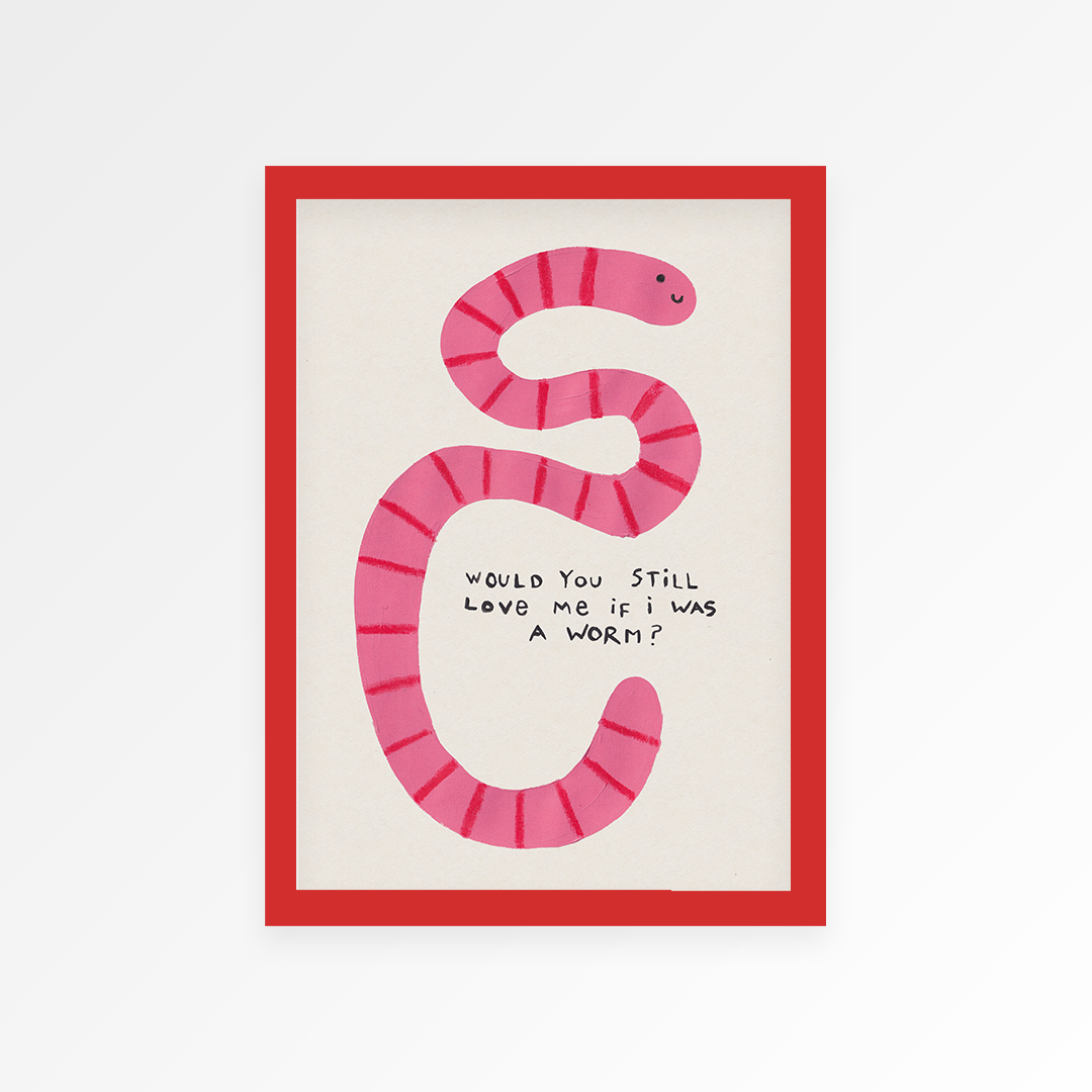 Pillow Talk Worm Hand Painted Art Print