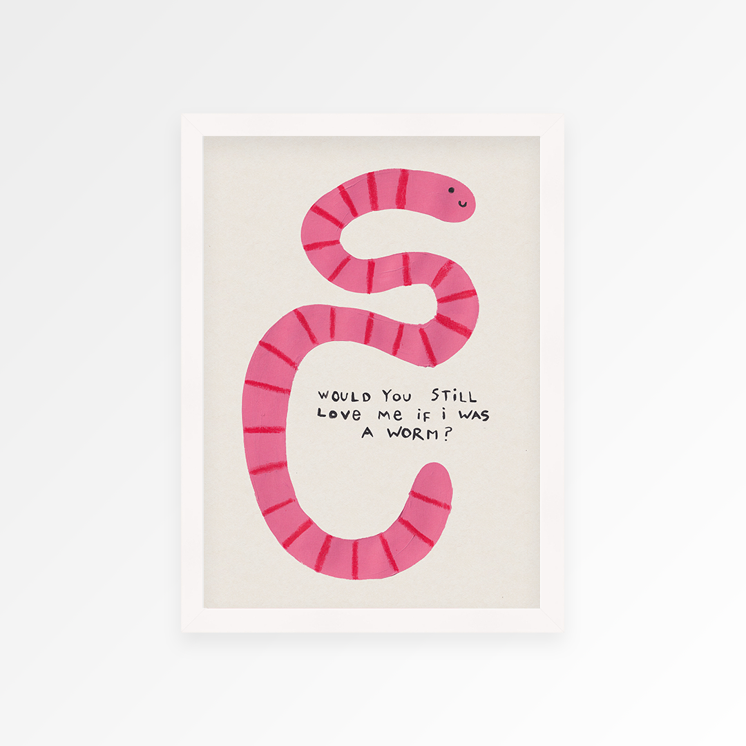 Pillow Talk Worm Hand Painted Art Print